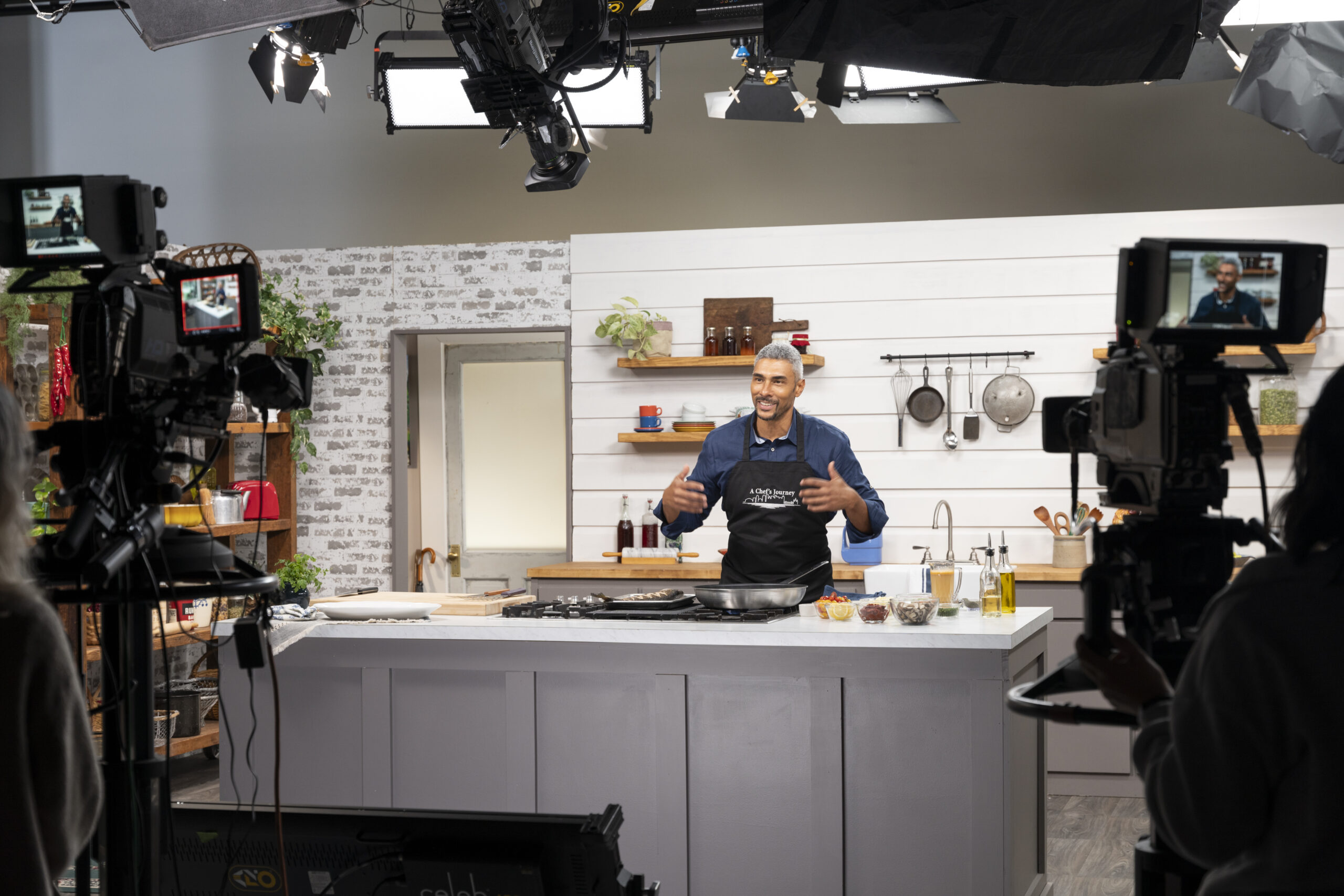 Dook Chase: A Chef's Journey set shot with cameras